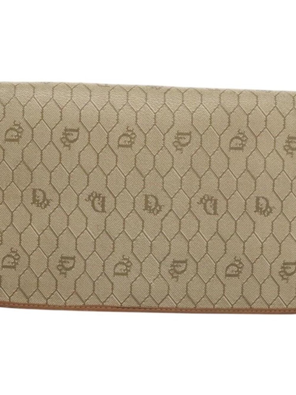 Christian Dior Honeycomb Canvas Chain Shoulder Bag PVC Leather Beige Auth sw505 - Picture 3 of 16